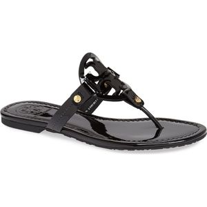 Tory Burch Black Patent Leather Miller Sandal-Sz 7